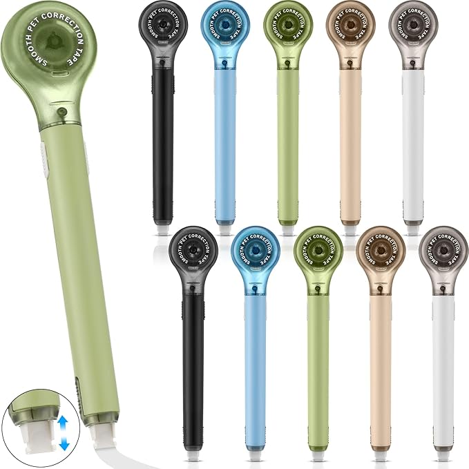 Gersoniel 10 Pack Correction Tape Pen Correctional Ink Tape Push Pull Protective, Easy to Use Applicator for School Office Supplies, 0.2 x 236 Inch (Natural Color)