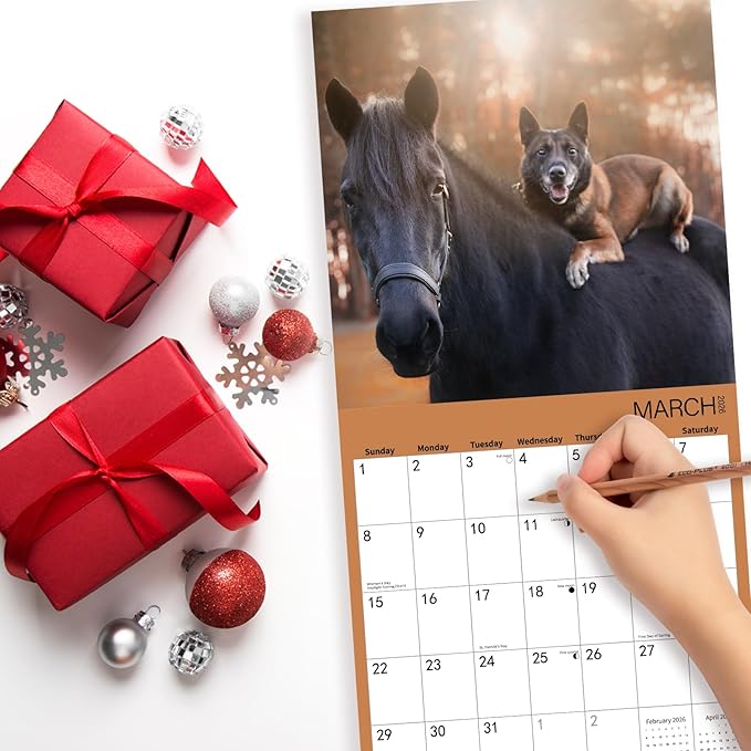 2026 Wall Calendar,Calendar 2026,Animal friendship Monthly Wall Calendar, 12" x 24" Open,Family Planner Calendar, Home & Office Organizer,Hangable