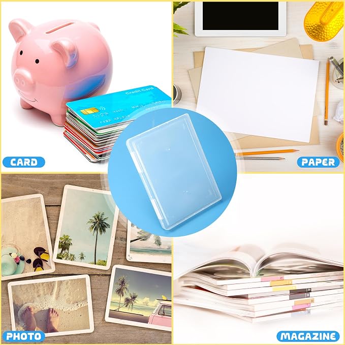 Affrolling 4 Pack A4 Paper Organizer Box File Box Plastic Paper Storage Container Colorful Transparent Document Project Case for 8. 5" x 11" Us Letter Scrapbook Magazine Protector Office Supplies