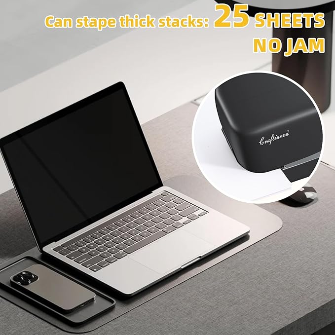 Electric Stapler, 25 Sheet, Include 2000 Staples and 1 Remover, Jam Free, Professional and Home Office Stapler，Battery not Included，AC or Battery Powered.