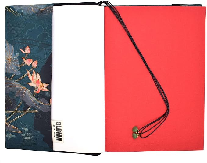BLBMH 6.5x9.5 Bible Cover Fixed Non-Stretch Fabric Book Protector with Bookmark | Handmade Washable Sleeve for Hardcover/Paperback | Gift for Women - Lotus