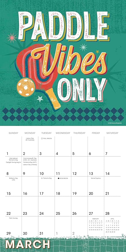Pickleball 2026 Wall Calendar, 12-Month Sports Calendar for Pickleball Fans, 12" x 12", Monthly Calendar 2026 Planner with Large Grids for Office or Home
