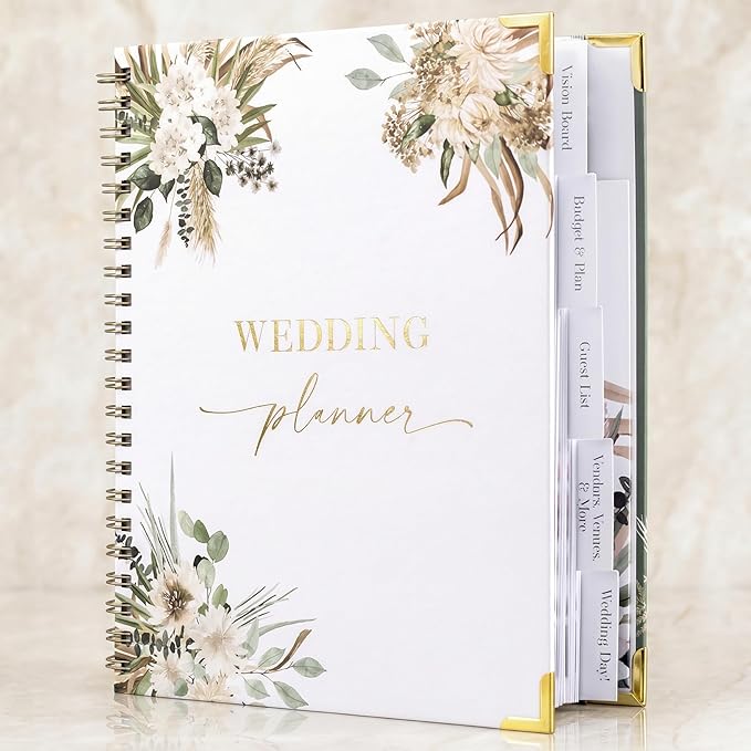 Beautiful Greenery Wedding Planner Book and Organizer - Enhance Excitement and Makes Your Countdown Planning Easy - Unique Engagement Gift for Newly Engaged Couples, Future Brides and Grooms