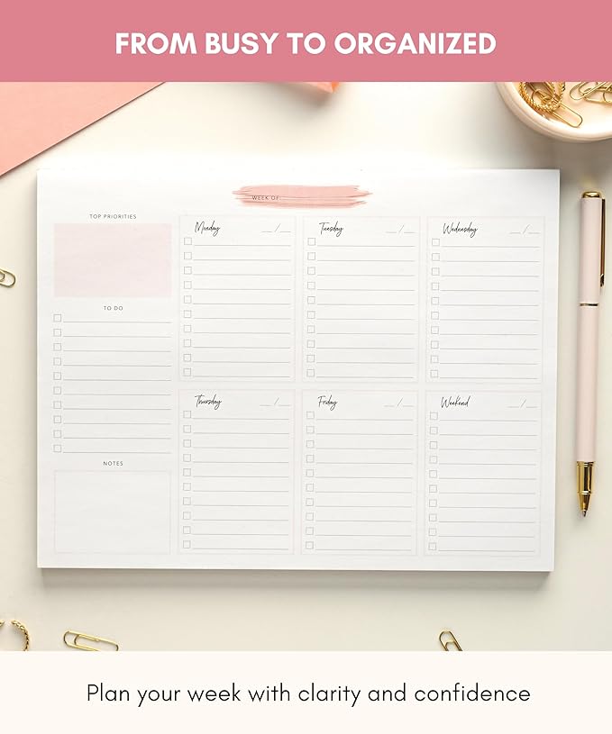 Lamare Weekly Planner Notepad – Premium Undated Weekly To Do List Notepad for School, Home & Office Day Planner, Desk To Do List Pad and Productivity Planning Pad