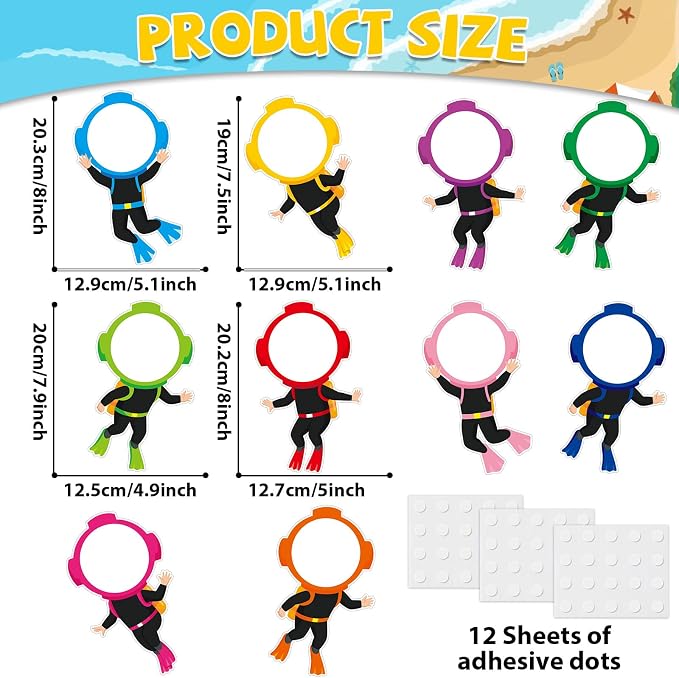 gisgfim 80Pcs Summer Cutouts Diving Suit Decorations Under the Sea Bulletin Board Ocean Diver Paper Cut-Outs Classroom Decor for Boy Girl DIY Craft Photo Wall Kindergarten Preschool Party Favor Supply
