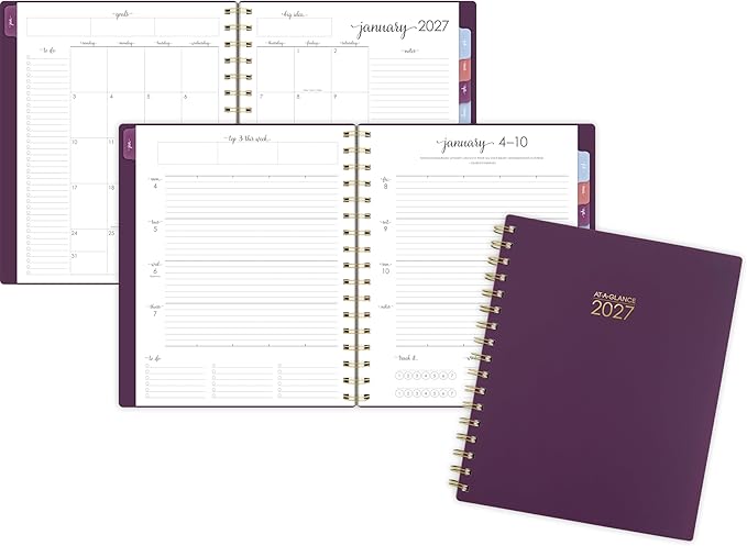 AT-A-GLANCE 2027 Planner, Weekly & Monthly, 13-Month Jan-Jan, 7" x 8.75", Harmony, Mulberry (1099-805-18-27)