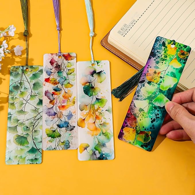Colorful Art Flower Bookshelf Bookmark - Romantic Artsy Vibe Bookmarks, Perfect Reading Gift for Book Lovers, Bookworms and Friends (Ginkgo Leaf)