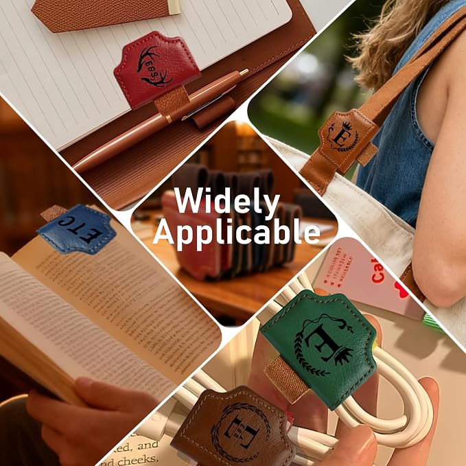 Custom Bygone Mark Bookmark with Pen Holder, Personalized Magnetic Leather Pen Holder Bookmark, 26 Letters Name Initial Logo, Personalized Magnetic Bookmarks Gifts for Women Book Lovers Reading