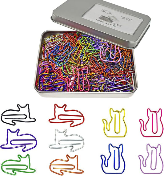 100 pcs Cat Paper Clips Cute Decorative Paperclips, Cat Lover Gifts for Women, Fun Office Supplies for Cat Lovers