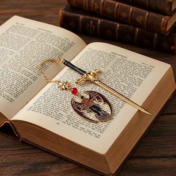 Acotar Bat Boys Sword Bookmarks Fantasy Night Court Metal Bookmarks Fantasy Fiction Fan Book Accessories Reading Markers Bookish Gifts Halloween Gifts (Acotar Bookmark 3PCS)