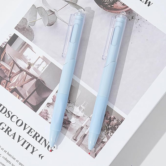 Gel pen, 0.5mm ink pen, click pen, quick-drying ink pen, 10 pieces (Light blue shell and black refill)