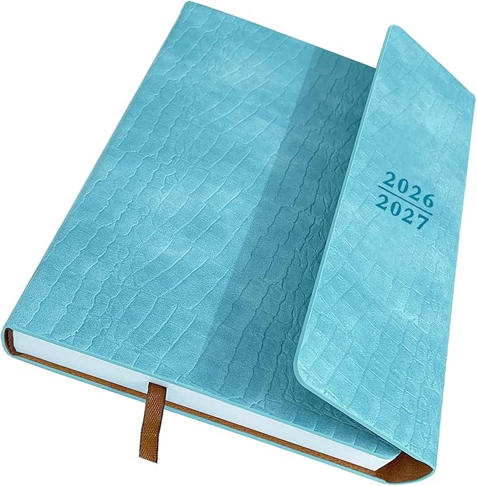 Planner 2026-2027, Weekly Monthly Academic Calendar for Jul 2026 - Dec 2027 [18 Month Agenda], 8.26" x 5.9" Faux Leather Cover + Thick Paper (26-27 Light Blue)