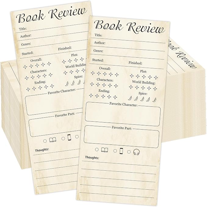 100 Pack Retro Book Review Bookmarks for Book Lovers Students Teachers Reading Tracker Note Pads Book Club Journal Cards Classroom Library Supplies Teacher Appreciation Gifts