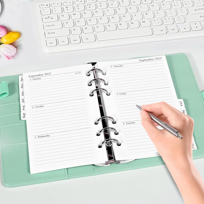2025-2026 Weekly & Monthly Planner Refill, A6 Planner Inserts with Monthly Tabs, Size 3, 3.8"x6.8", July 2025 - June 2026, 6-Hole Punched