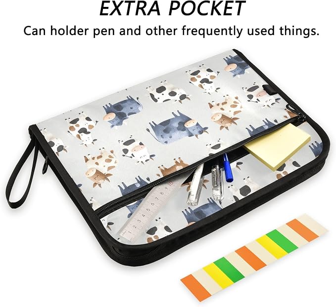 Cute Cows Accordion File Organizer Expanding Document Folder with 13 Pockets Portable File Folder for A4 Letter Size