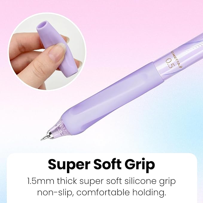 Black Ink Gel Pens: 5 Count Quick dry 0.5mm Fine Point Pens - Smooth Writing Silent Clicker Retractable for School Office & Cute pretty gift