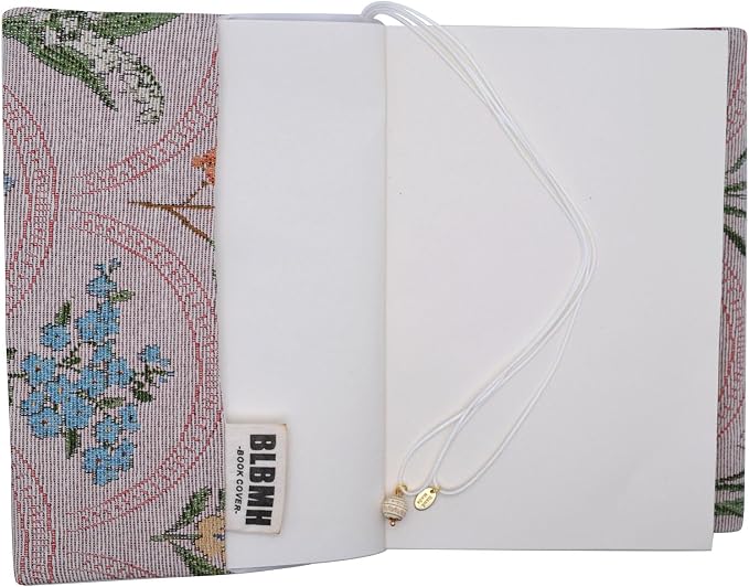 BLBMH 5x8 Book Cover | Handmade Non-Stretch Fabric Sleeve with Bookmark | for Paperback Bible Journal | Privacy Reading Gift for Women - WD Flower Pink