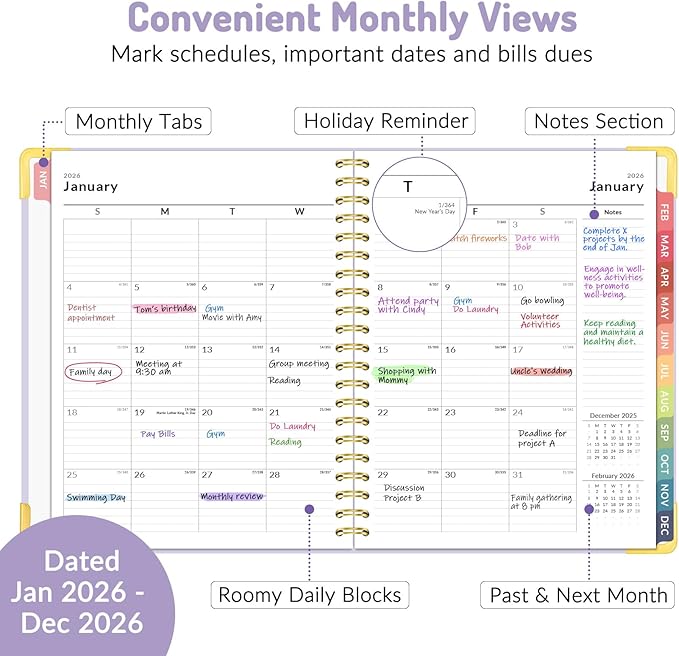 2026 Planner, Forvencer Calendar Planner Weekly and Monthly, Jan 2026-Dec 2026, 8.5" X 11", Hardcover Agenda Book, Daily Journal Organizer with Inner Pocket, Notebook for Office School, A4, Mint Green