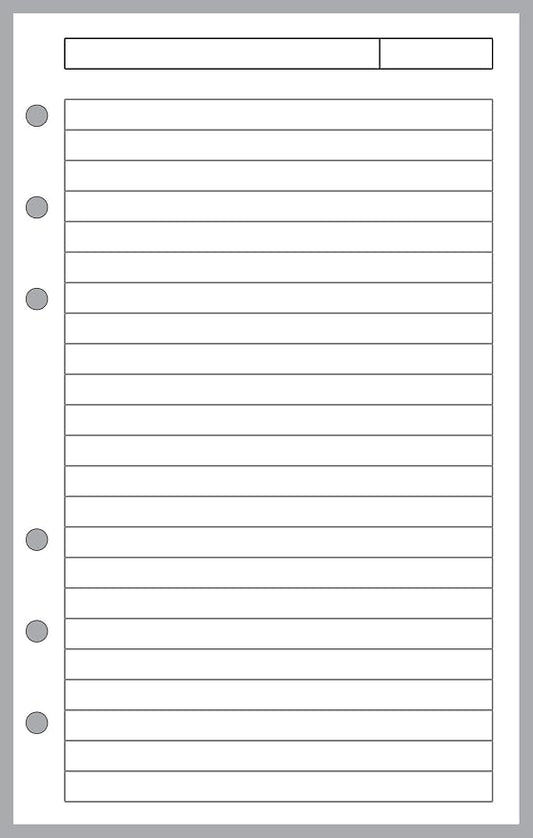 Compact Size Notes Pages Planner Insert, Sized and Punched for Franklin Covey Compact and Other Notebooks (4.25" x 6.75")