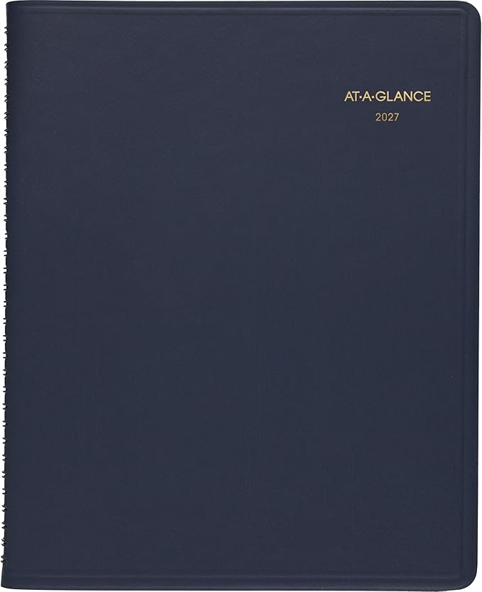 AT-A-GLANCE 2027 Planner, Monthly, 15-Month Jan-Mar, 9" x 11", Unruled Daily Blocks, Navy (702602027)