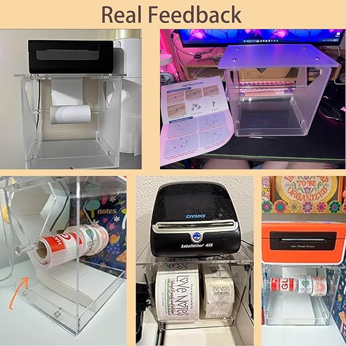 Label Roll Holder for Rolls and Fanfold Labels, Acylic Label Holder for Thermal Printer, Desktop Thermal Printer Stand Sticker Roll Holder for Home, Office, Work