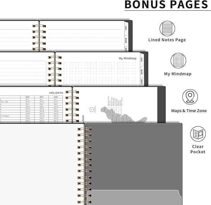 AHGXG Academic Planner 2026-2027, July 2026 - June 2027, Weekly and Monthly, 8.5" x 11", Calendar, Agenda for Women, Teacher, Student, School, 12-Month Tabs (Black)