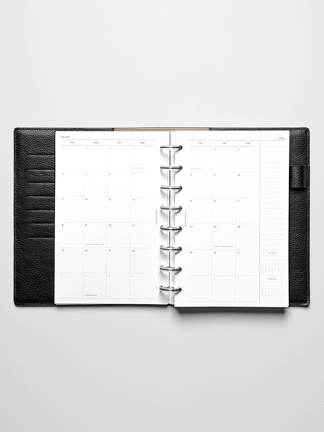 Cloth & Paper 2026 Monthly Planner Inserts | HP Classic Size 7 x 9.25 Inches | 9 Disc Punched Agenda Refills | Sunday Start, 84 Pages | Minimalist Monthly Organizer Pages | Heavyweight Paper