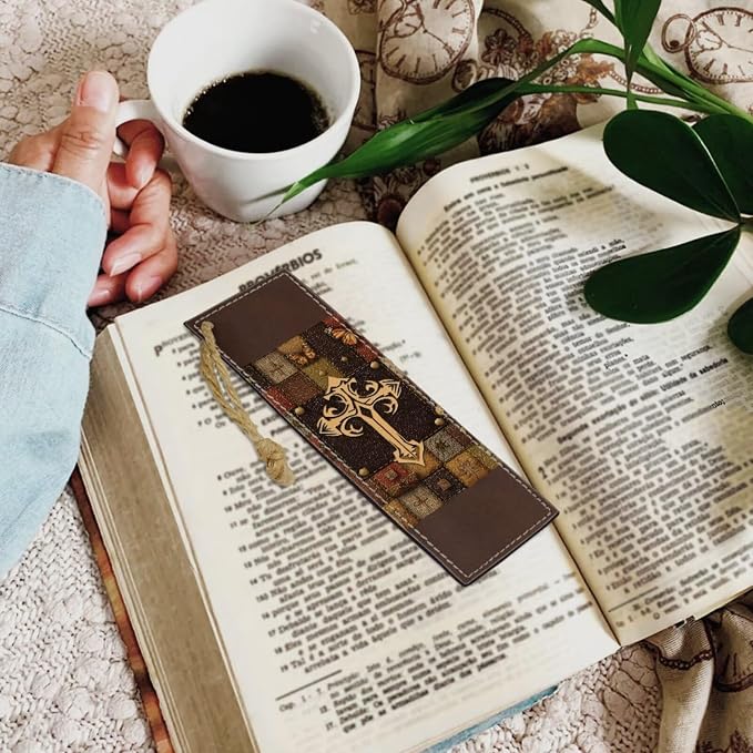 Vintage Cross and Butterfly Bible Case with Bookmark Waterproof Bible Cover Case for Women Lightweight Bible Bag with Handle Pockets Church Book Bag Brown