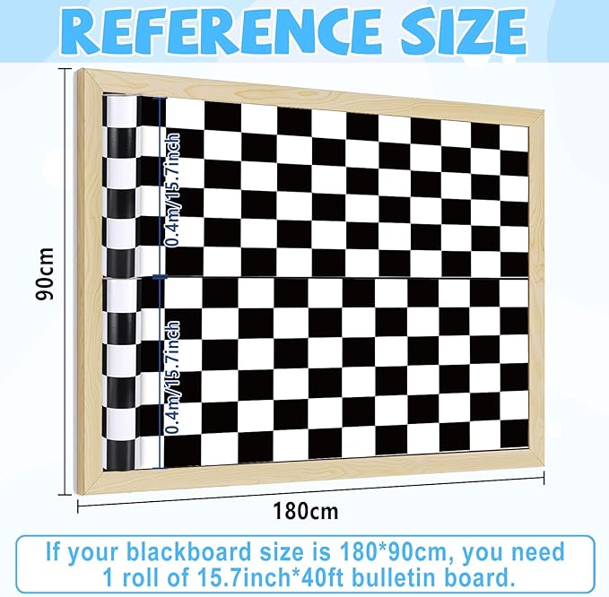 Black Checkered Bulletin Board Roll Reusable Waterproof Erasable Black White Retro Non-Woven Fabric Bulletin Board Roll Checkered Flag Poster for Teacher Classroom Decors Wrap Crafts 15.75" x40ft