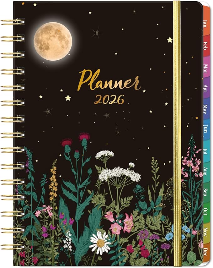 2026 Planner - 2026 Planner Weekly and Monthly, January 2026 - December 2026, 6.4" x 8.5", Hardcover 2026 Calendar Planner with Colorful Tabs, Inner Pocket, Thick Paper, Planner 2026 for Women & Men, Black