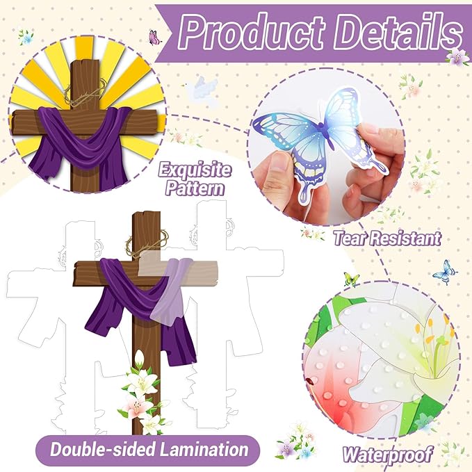 Easter Jesus Cross Bulletin Board Set Lent 1 Cross 3 Nails 4 Given Jesus Resurrection Classroom Decoration Easter Spring Religious Bulletin Board Cutouts for Church Classroom Chalkboard Wall Decor