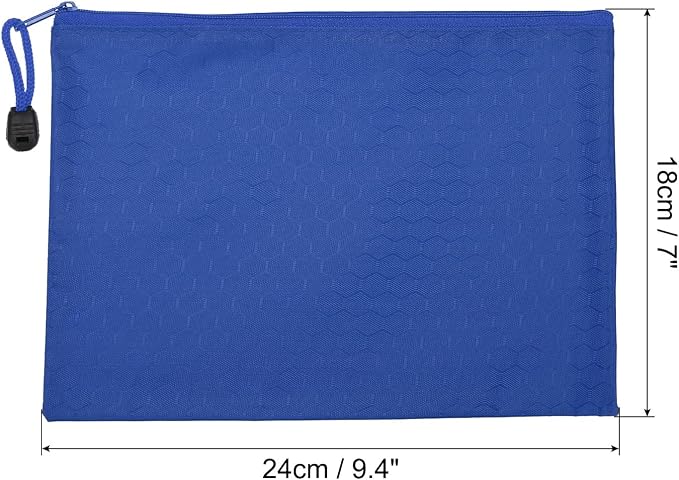 PATIKIL Waterproof Zipper File Bags, 3 Pack A5 Document Holders Pencil Pouch for Office, Blue