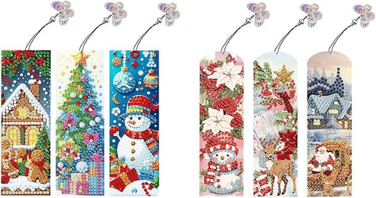 ARTopet 6Pcs DIY Diamond Art Painting Bookmarks with Colorful Butterfly Pendant PET Bookmark Ornament Double Sided Pattern Single Sided Diamond Book Marker Clip Gifts Tags-02