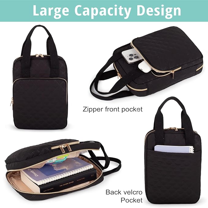 Bible Cover for Women, Bible Case with Handles,Carrying Bible Bag Scripture Case Church Bag Bible Protective with a Zippered Front Pocket & Back Pocket