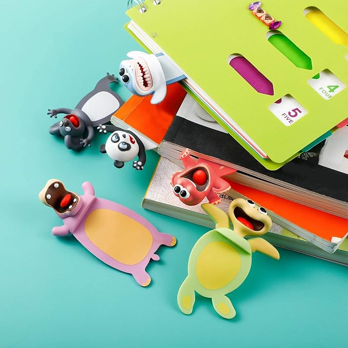 Cartoon Bookmarks, 3D Stereo Wacky Animal Page Mark, Ouch Ocean Series, Funny Cute creatived Gifts for Children, Adult, PVC (Octopus)
