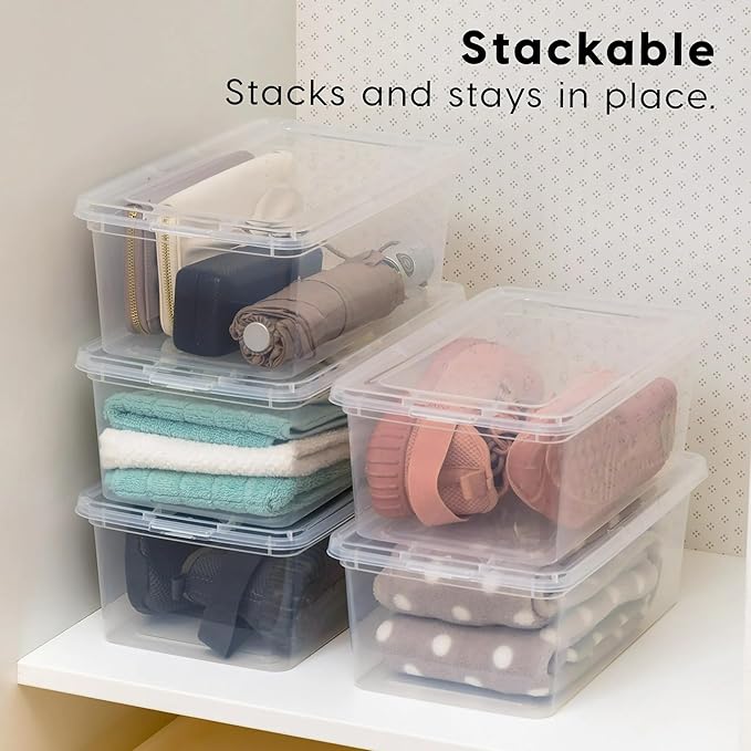 5 Qt Stackable Plastic Storage Bins with Lids 20 Pack Clear Plastic Storage Containers Durable Nestable Containers
