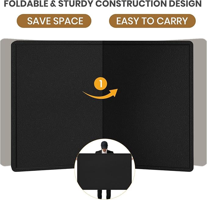 Bulletin Board, 36 X 24 inches Cork Board with 20 Pushpin, Felt Cork Board Notice Pin Board, Self-Adhesive Vision Board Mood Board Foldable Photo Board for Wall - Black