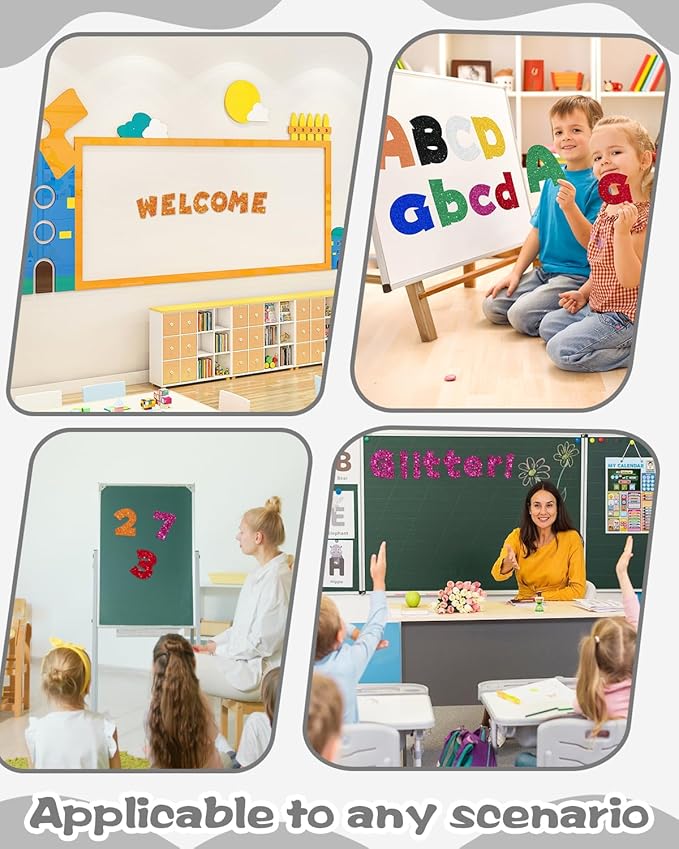 243 Pcs Glitter Bulletin Board Letters Set, 4 Inch Alphabet Poster Board Cardboard Cutouts with Numbers and Punctuation, Classroom School Wall Display Decorations (Sliver)