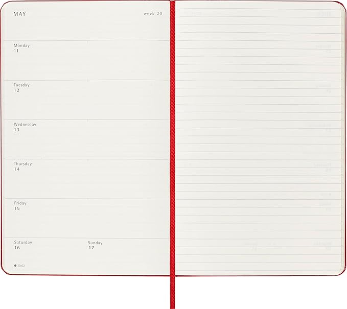 Moleskine Classic 18 Month 2025-2026 Weekly Planner, Hard Cover, Large (5" x 8.25"), Scarlet Red, 208 pages