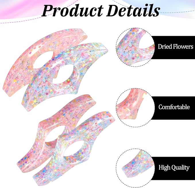 4 PCS Book Page Holder for Reading, Rhinestones Thumb Book Page Holders Transparent Thumb Ring Pages Holder Handmade Personalized Resin Bookmark Thumbs Bookmark for Booklovers