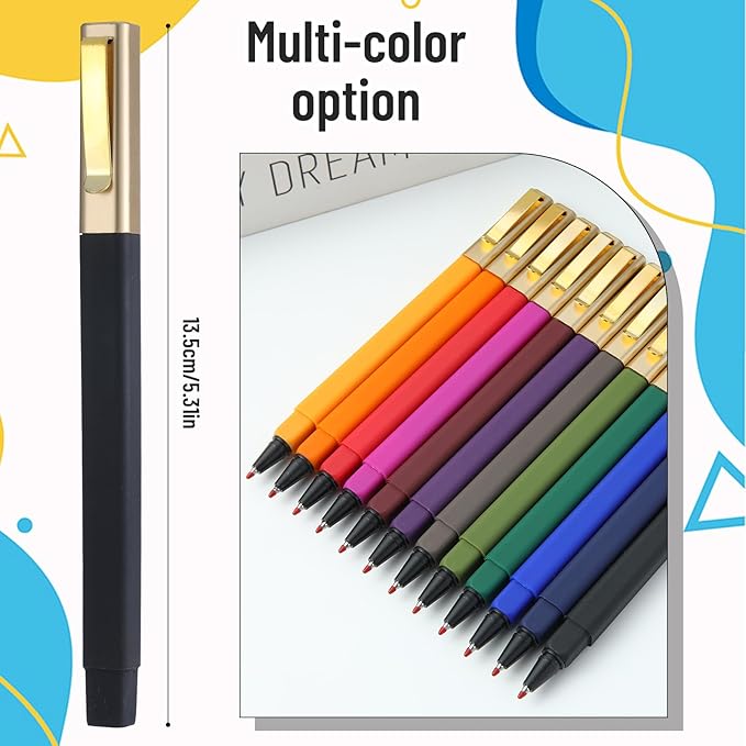 12 Pack Gel Pens 0.5mm Pens Fine Poin Smooth Writting for Journaling Coloring, Black Gel Ink Pens Cute Roller Pen Quick Drying Ballpoint Pen for Office School Supplies