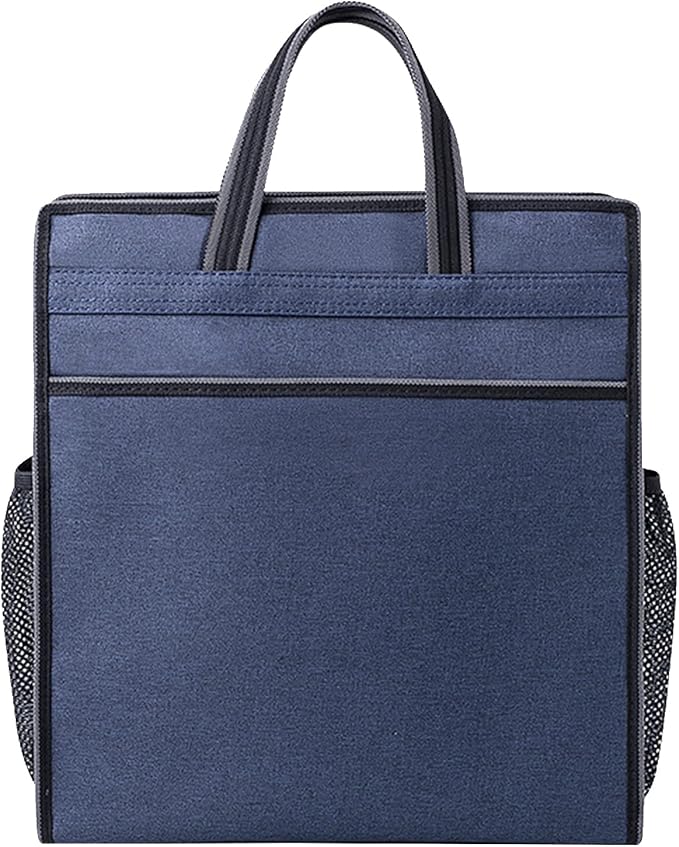 Oxford Zippered Document Bag with Handle File Tote Bag Pouch for Carrying Paper Files Books Filing Folder 1 Pack (Blue)