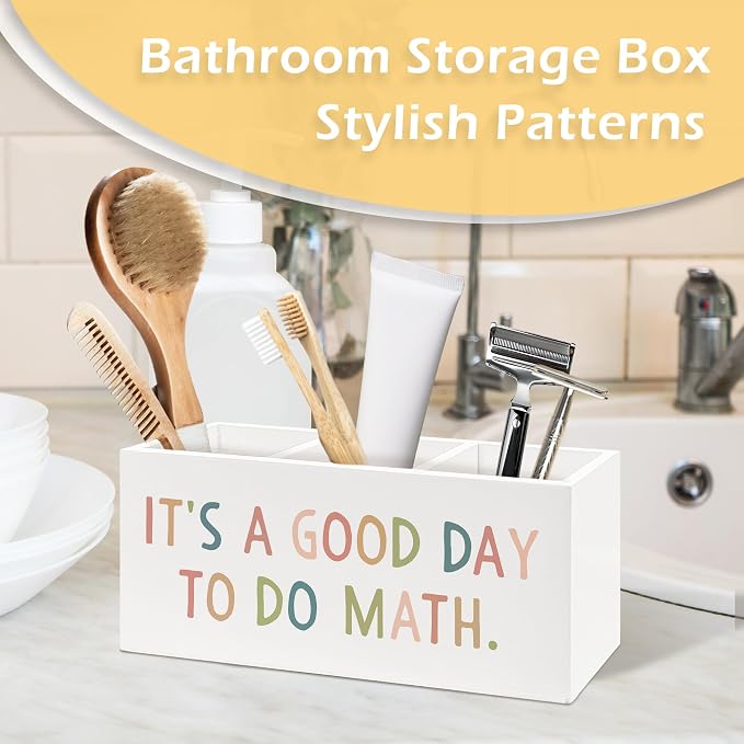 Boho Math Classroom Pen Pencil Holder, Math Teacher Gifts Desk Accessories, Boho Classroom Wooden Pen Pencil Organizer for Kids Room Bedroom Middle High School Office Desk Decor