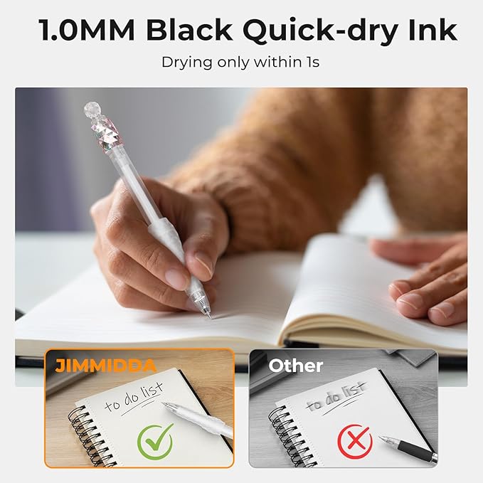 8 Pcs Ballpoint Pens - 1.0mm Fidget Rotating Black Ink Fine Point Smooth Writing - Soft Grip Quick-dry Ball Point Click Pens for Journaling, Cute School & Office Supplies for Women Men