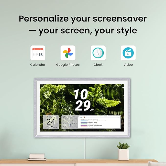 Apolosign 21.5-inch Digital Calendar : Dual Mode Smart Wall Planner, No Subscription, Install Apps, Sync Calendars, Electronic Touchscreen Interactive Display for Family Schedules, Chore Chart (Gray)