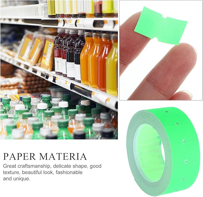 SOLUSTRE 5000pcs Fluorescent Green Price Tag Labels Self-Adhesive Market Price Stickers for Supermarket 10 Rolls Paper Label Tags for Retail Store Sale Signs