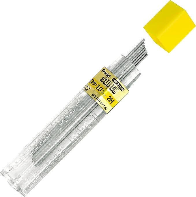 Pentel Super Hi-Polymer Lead Refill, 0.9mm Thick, 2H, 180 Pieces of Lead (50-9-2H)