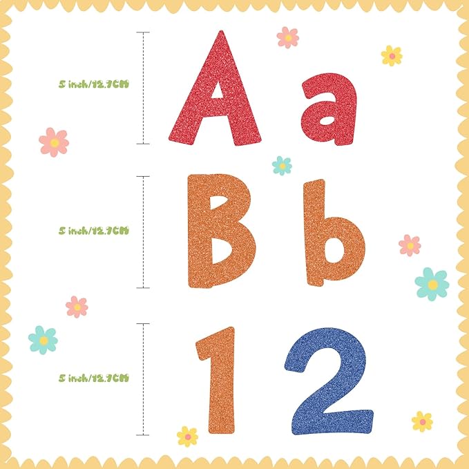 Tenare 268 Pcs Large Bulletin Board Letters 5 Inch Alphabet Combo Set, Chalkboard Poster Letters Cutouts for Board Display Craft Home Wall Decor(Glitter Rainbow)