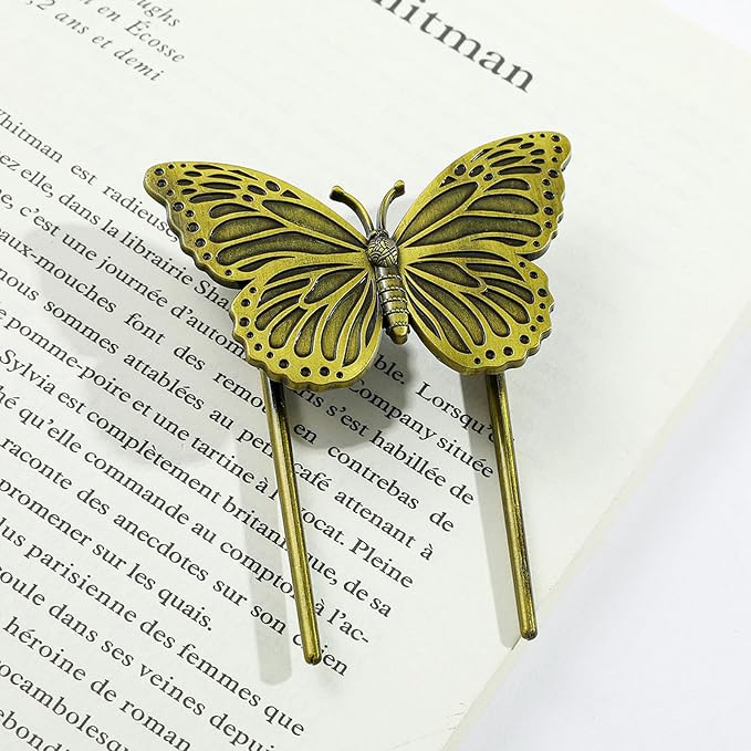Bookmark,Metal Butterfly Book Clip,Journal Clip,Book Page Holder Clip,Vintage Book Clips,Hold Journal Open While Writing and Free Your Hands,Gifts for Book Lovers,Readers,Writers(Butterfly B)