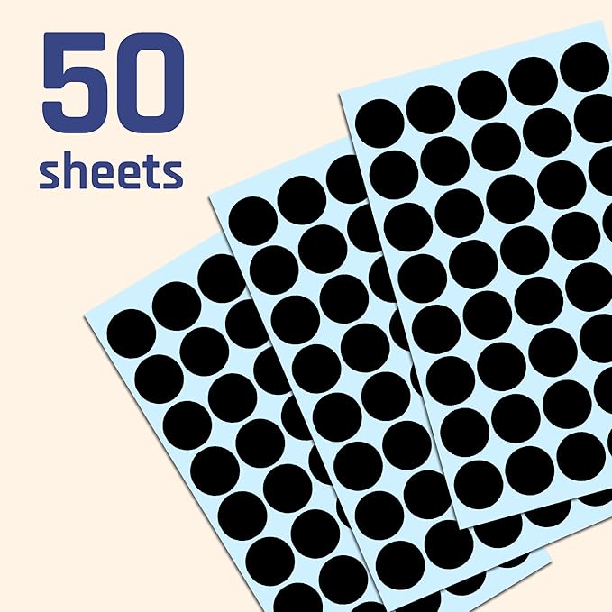 2000 Pack, 3/4" Round Dot Stickers Circle Labels - Black